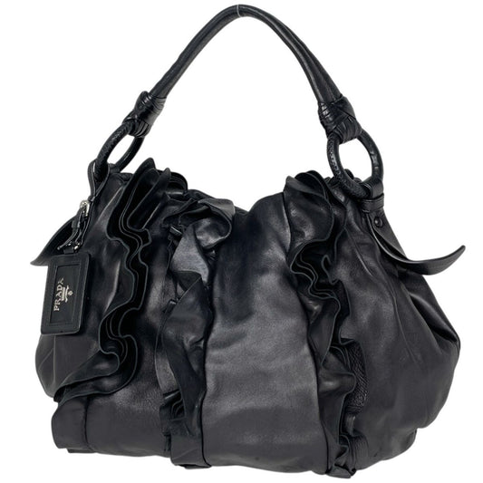 Prada Logo Shoulder Bag Leather Nero