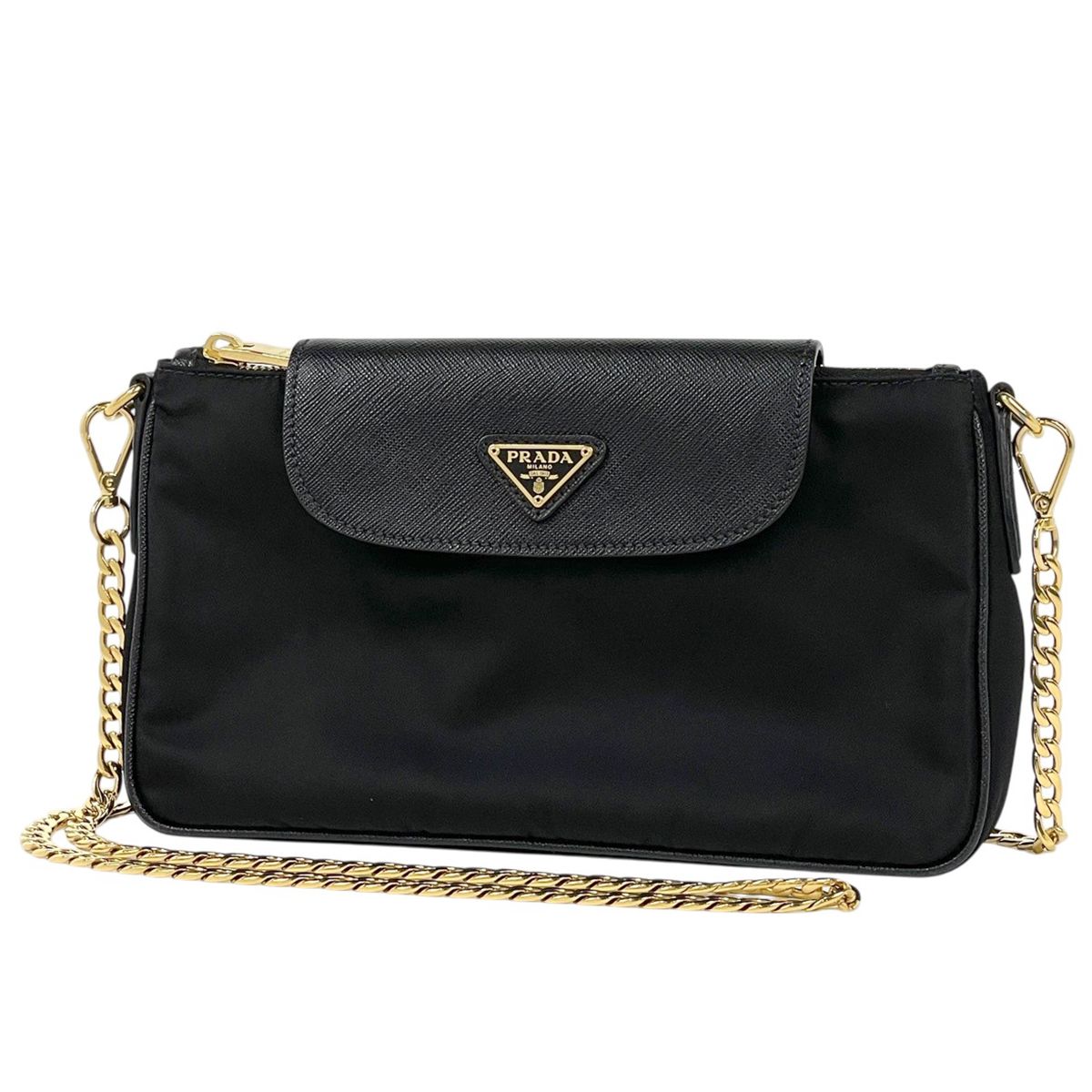 Prada Chain Shoulder Bag Nylon Nero