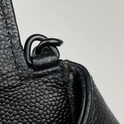 Chanel CC Logo Chain Shoulder Bag Caviar Leather Black — view 6