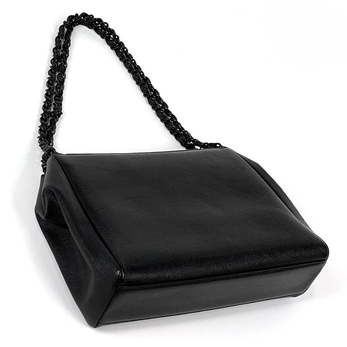 Chanel CC Logo Chain Shoulder Bag Caviar Leather Black — view 2