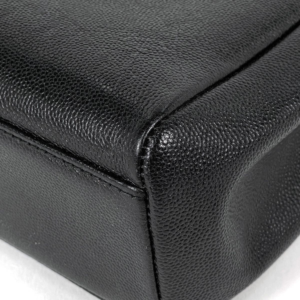 Chanel CC Logo Chain Shoulder Bag Caviar Leather Black — view 3