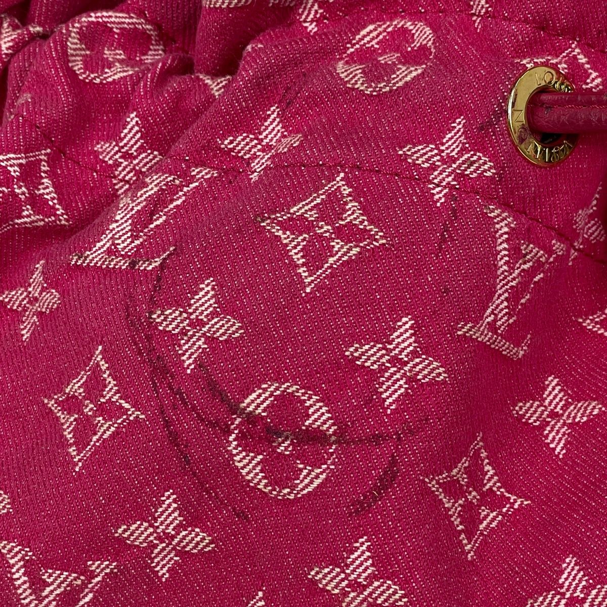 Louis Vuitton Noefle MM Shoulder Bag Drawstring Monogram Denim Pink — view 4
