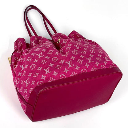 Louis Vuitton Noefle MM Shoulder Bag Drawstring Monogram Denim Pink — view 2
