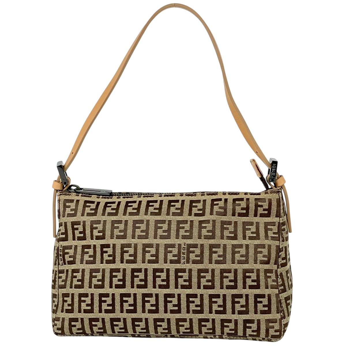 Fendi Zucchino Pattern Handbag 2-Way Canvas Beige