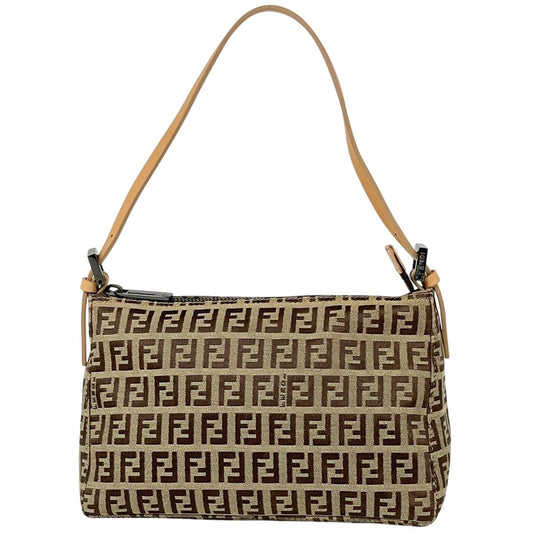 Fendi Zucchino Pattern Handbag 2-Way Canvas Beige