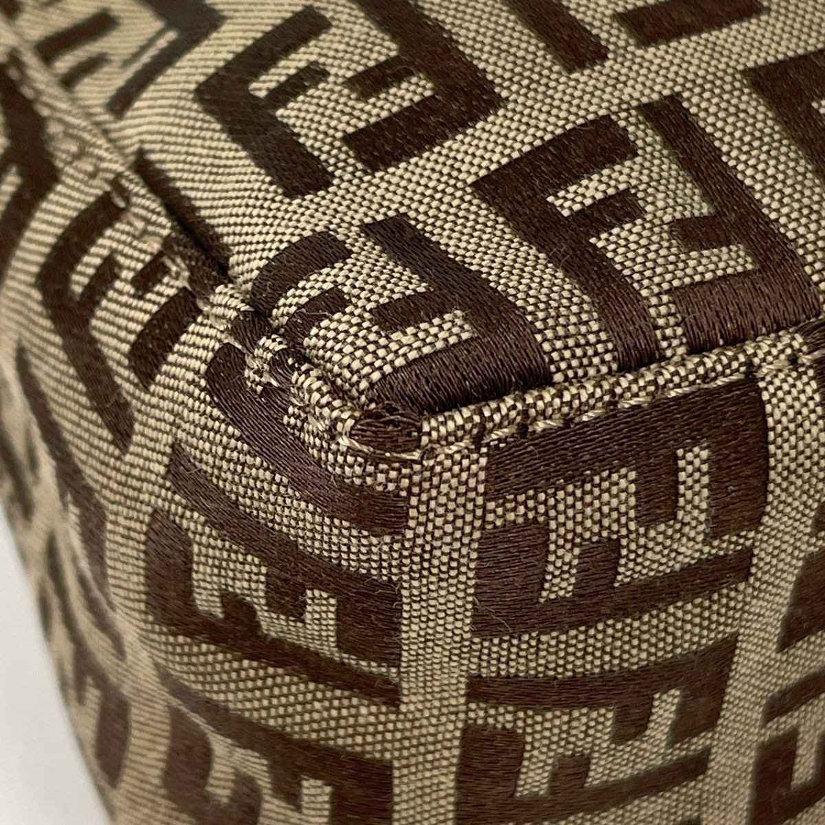 Fendi Zucchino Pattern Handbag 2-Way Canvas Beige — view 3