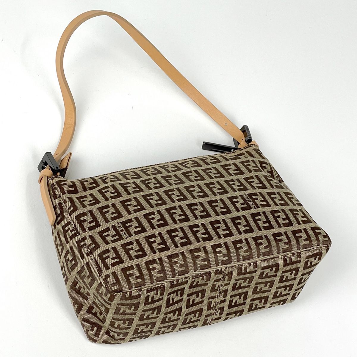 Fendi Zucchino Pattern Handbag 2-Way Canvas Beige — view 2