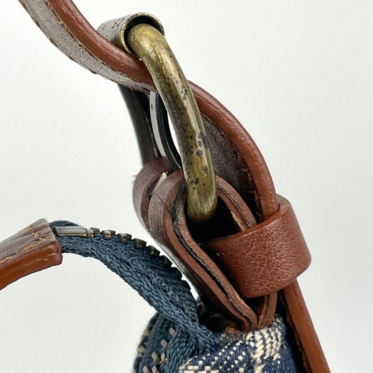 Celine Paris Macadam Shoulder Bag Denim Blue Brown — view 5