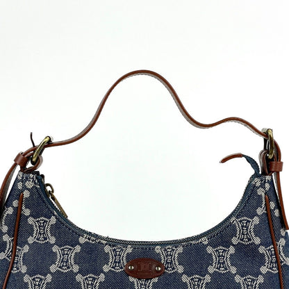 Celine Paris Macadam Shoulder Bag Denim Blue Brown — view 6
