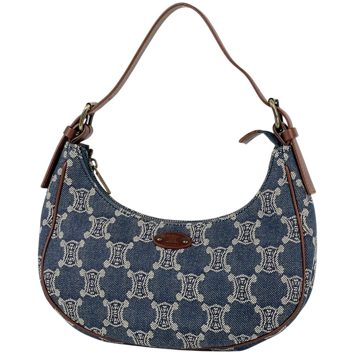 Celine Paris Macadam Shoulder Bag Denim Blue Brown