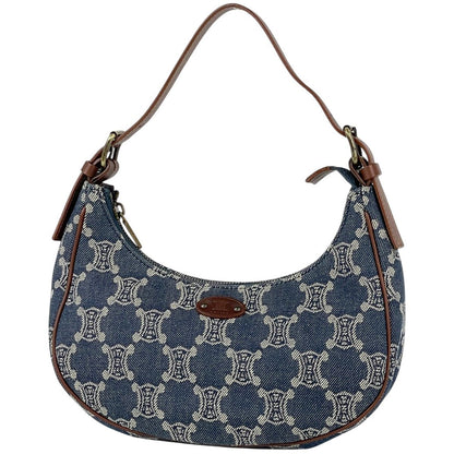 Celine Paris Macadam Shoulder Bag Denim Blue Brown