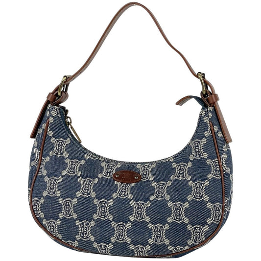 Celine Paris Macadam Shoulder Bag Denim Blue Brown