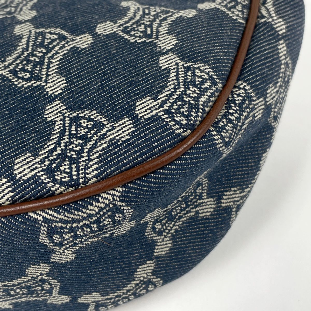 Celine Paris Macadam Shoulder Bag Denim Blue Brown — view 3