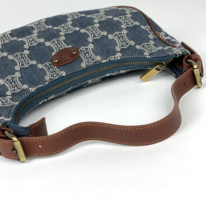 Celine Paris Macadam Shoulder Bag Denim Blue Brown — view 7
