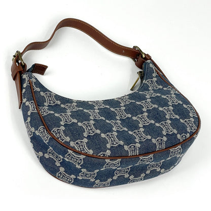 Celine Paris Macadam Shoulder Bag Denim Blue Brown — view 2