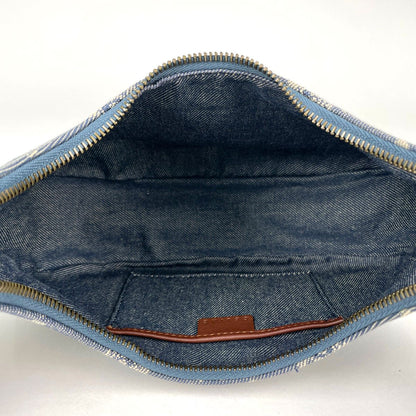Celine Paris Macadam Shoulder Bag Denim Blue Brown — view 8