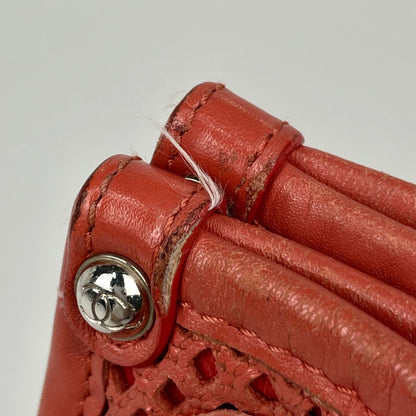 Chanel CC Logo Chain Shoulder Bag French Viera Perforated Leather Orange — view 6