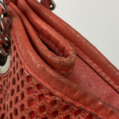 Chanel CC Logo Chain Shoulder Bag French Viera Perforated Leather Orange — view 7