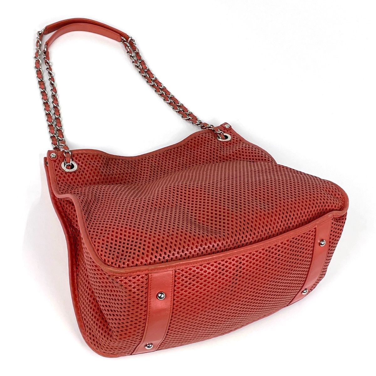 Chanel CC Logo Chain Shoulder Bag French Viera Perforated Leather Orange — view 2