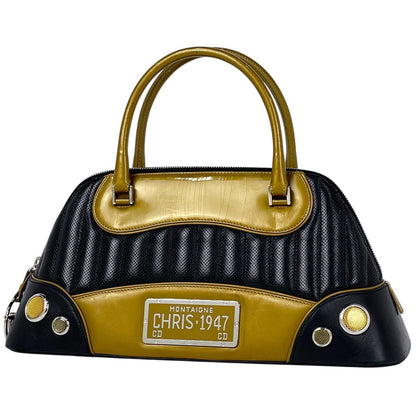 Dior Montenecris Handbag Trailer Leather Black Yellow
