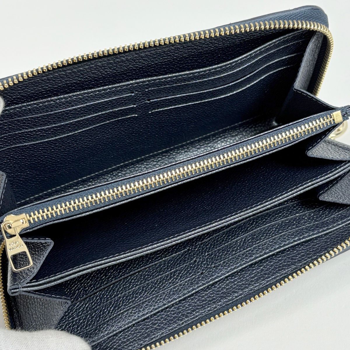 Louis Vuitton Zippy Wallet Zip Around Metallic Monogram Empreinte Navy Blue — view 4