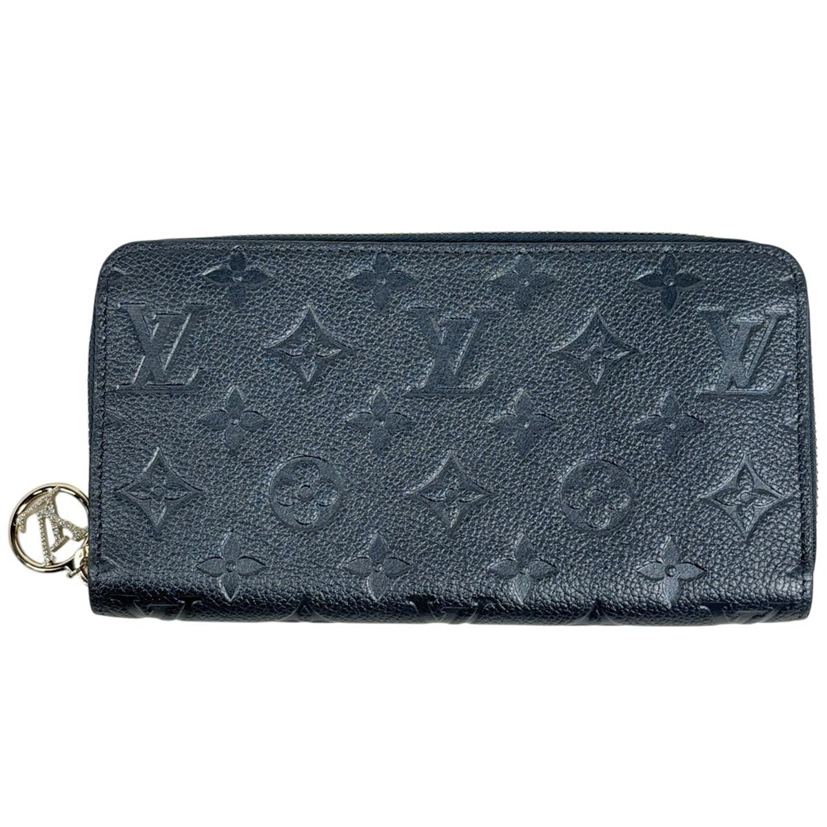 Louis Vuitton Zippy Wallet Zip Around Metallic Monogram Empreinte Navy Blue