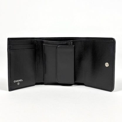 Chanel CC Logo Trifold Wallet Caviar Leather Black — view 6