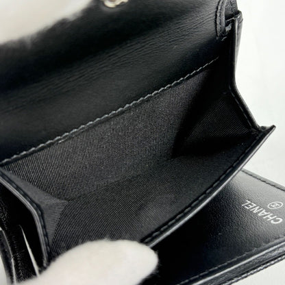 Chanel CC Logo Trifold Wallet Caviar Leather Black — view 5