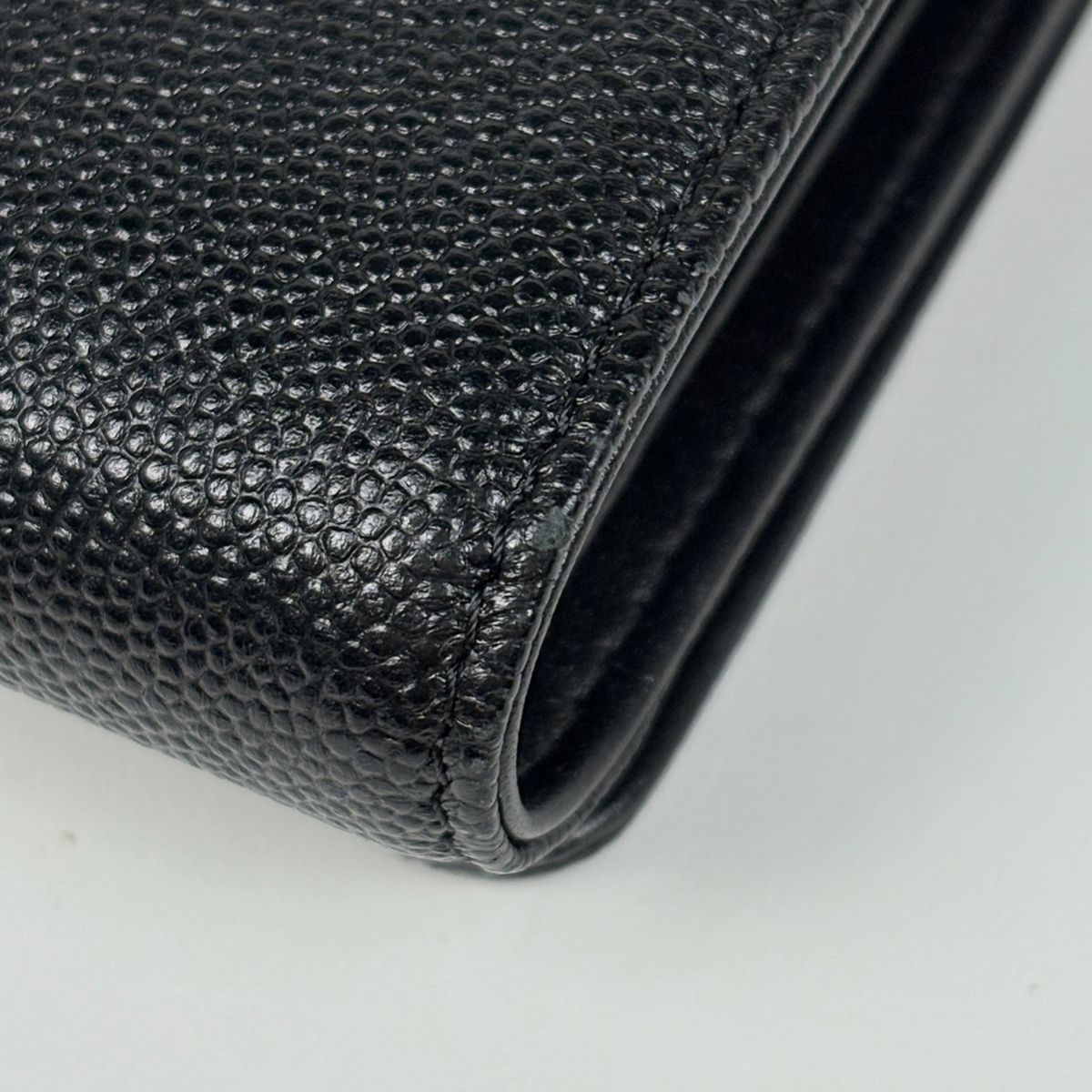 Chanel CC Logo Trifold Wallet Caviar Leather Black — view 4