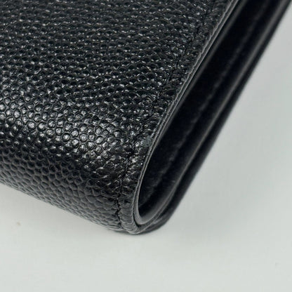 Chanel CC Logo Trifold Wallet Caviar Leather Black — view 4