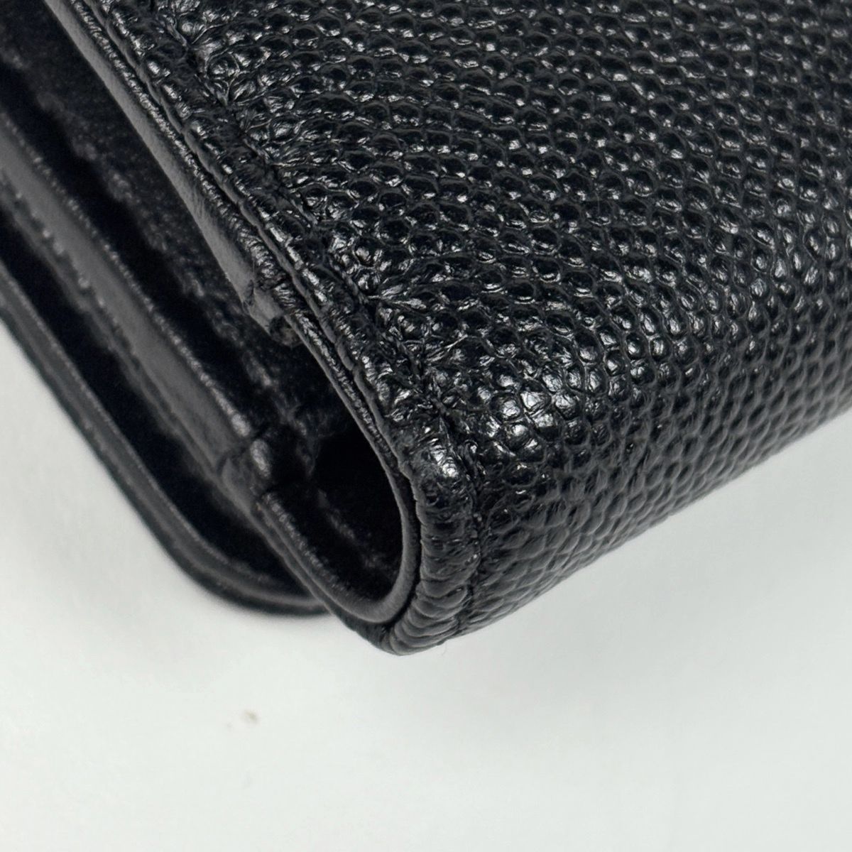 Chanel CC Logo Trifold Wallet Caviar Leather Black — view 3