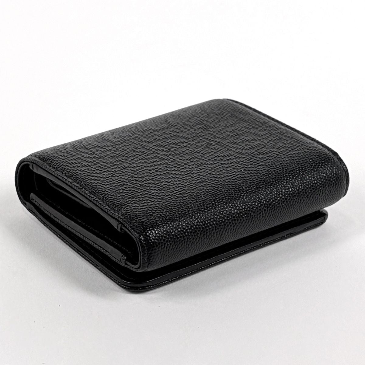 Chanel CC Logo Trifold Wallet Caviar Leather Black — view 2