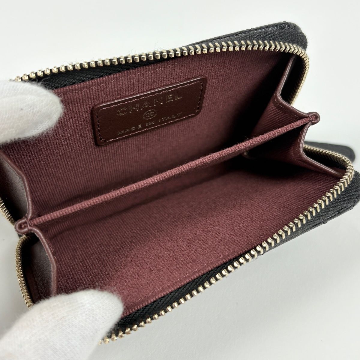 Chanel CC Logo Coin Case Card Caviar Leather Black — view 5