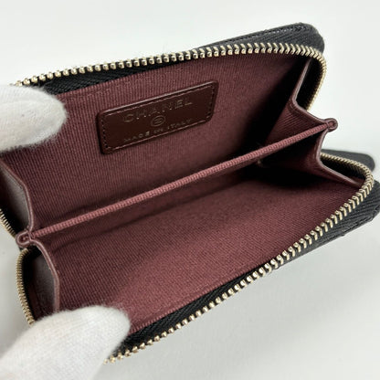 Chanel CC Logo Coin Case Card Caviar Leather Black — view 5
