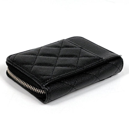 Chanel CC Logo Coin Case Card Caviar Leather Black — view 2