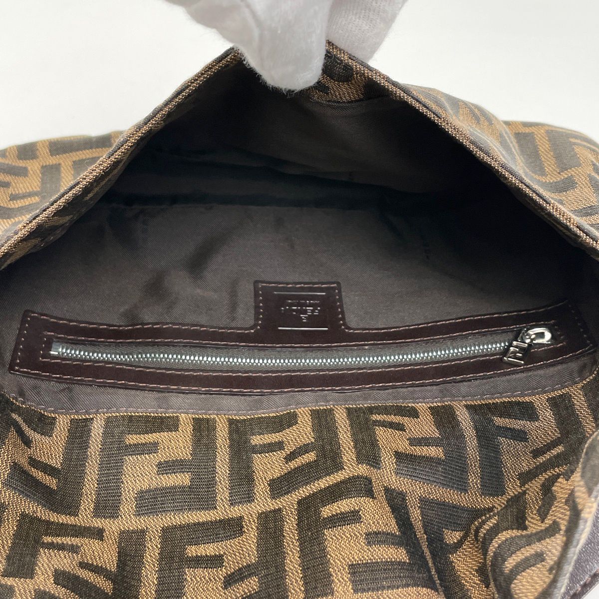 Fendi Zucca Pattern Mamma Baguette Shoulder Bag Canvas Brown — view 9
