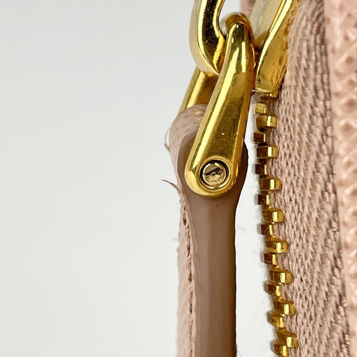 Prada Logo Zip Around Wallet Round Zip Saffiano Leather Beige — view 4