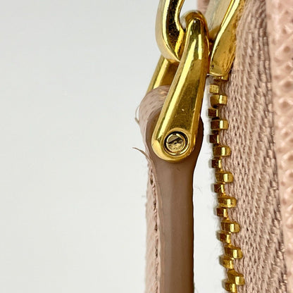 Prada Logo Zip Around Wallet Round Zip Saffiano Leather Beige — view 4