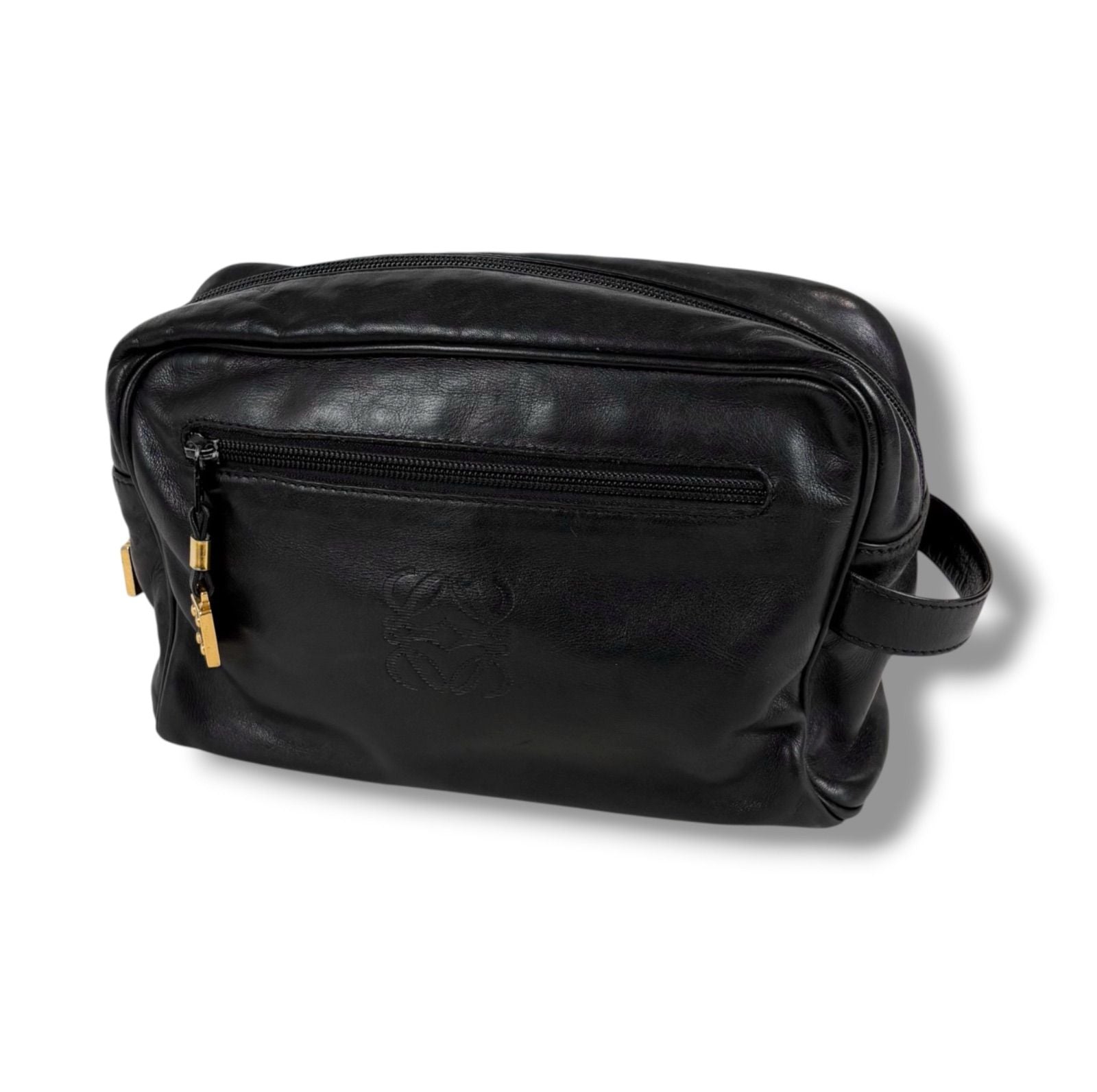 Loewe Anagram Logo Clutch Multi Pouch Black Leather