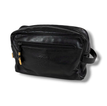 Loewe Anagram Logo Clutch Multi Pouch Black Leather
