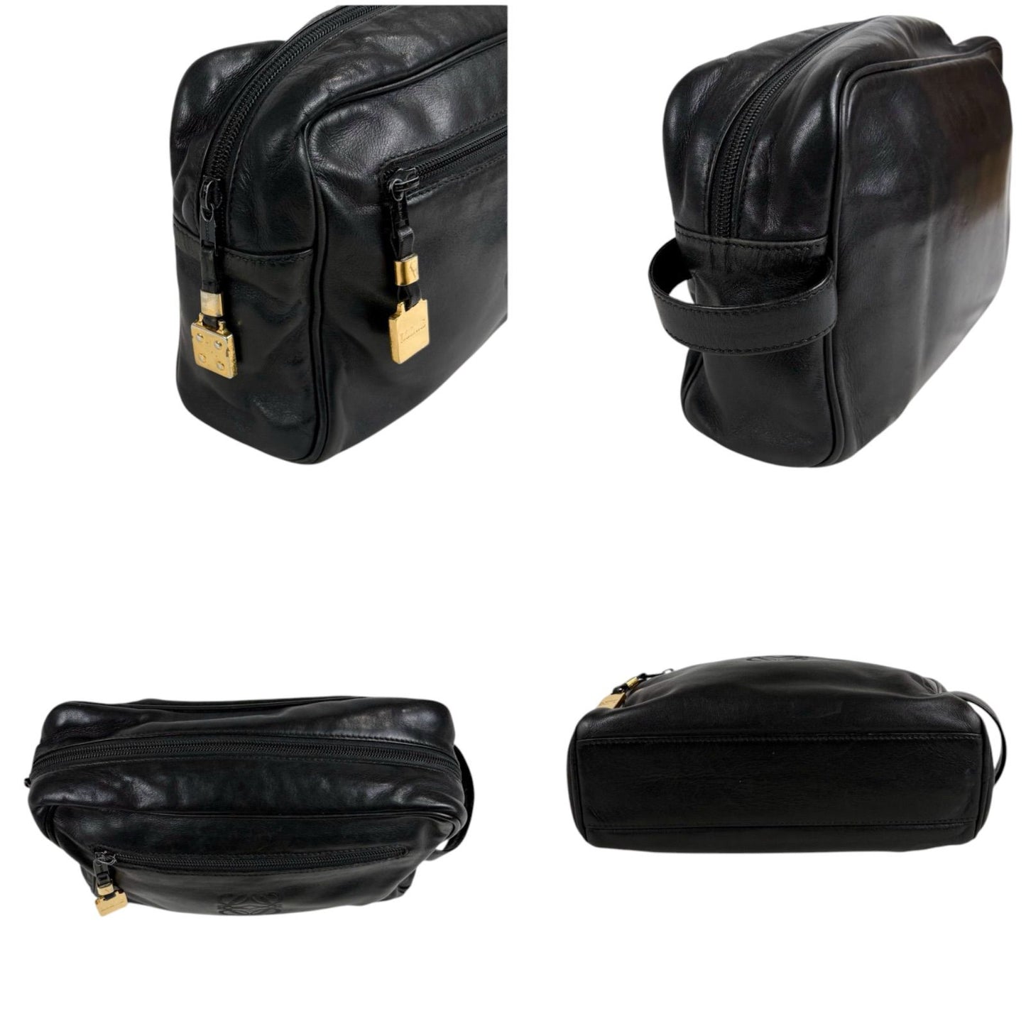Loewe Anagram Logo Clutch Multi Pouch Black Leather — view 4