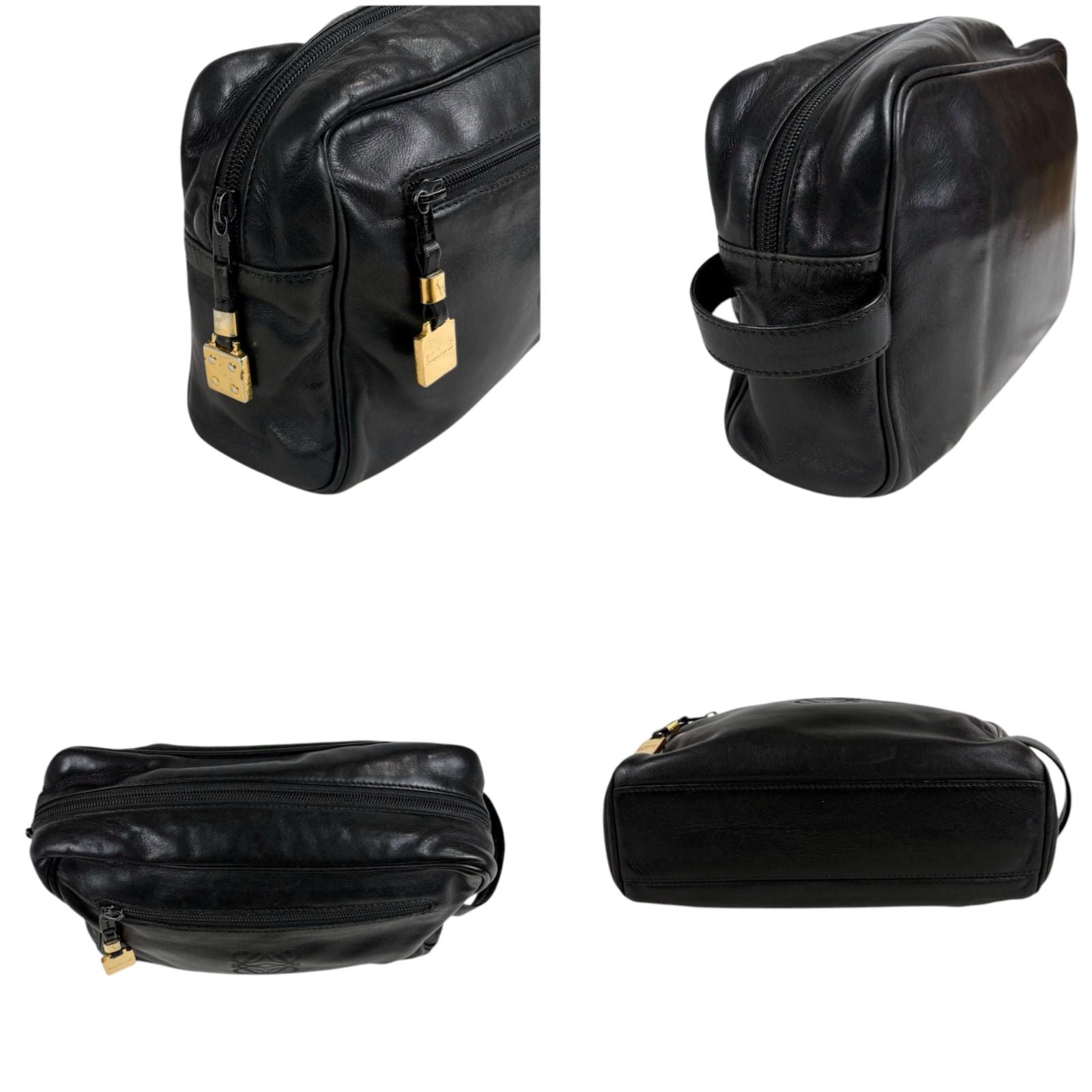 Loewe Anagram Logo Clutch Multi Pouch Black Leather — view 4