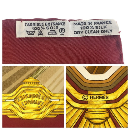 Hermes Automobile Carre 90 Wine Red Multicolor Silk Scarf — view 3