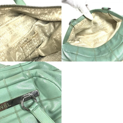 Chanel Shoulder Bag CC Logo Choco Bar Caviar Leather Blue — view 9