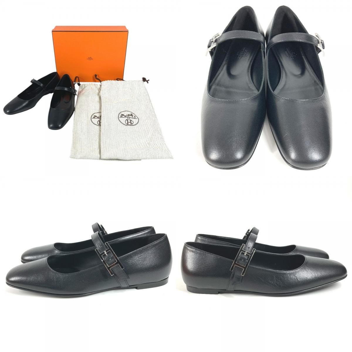 Hermes Leather Shoes Jane Black — view 8