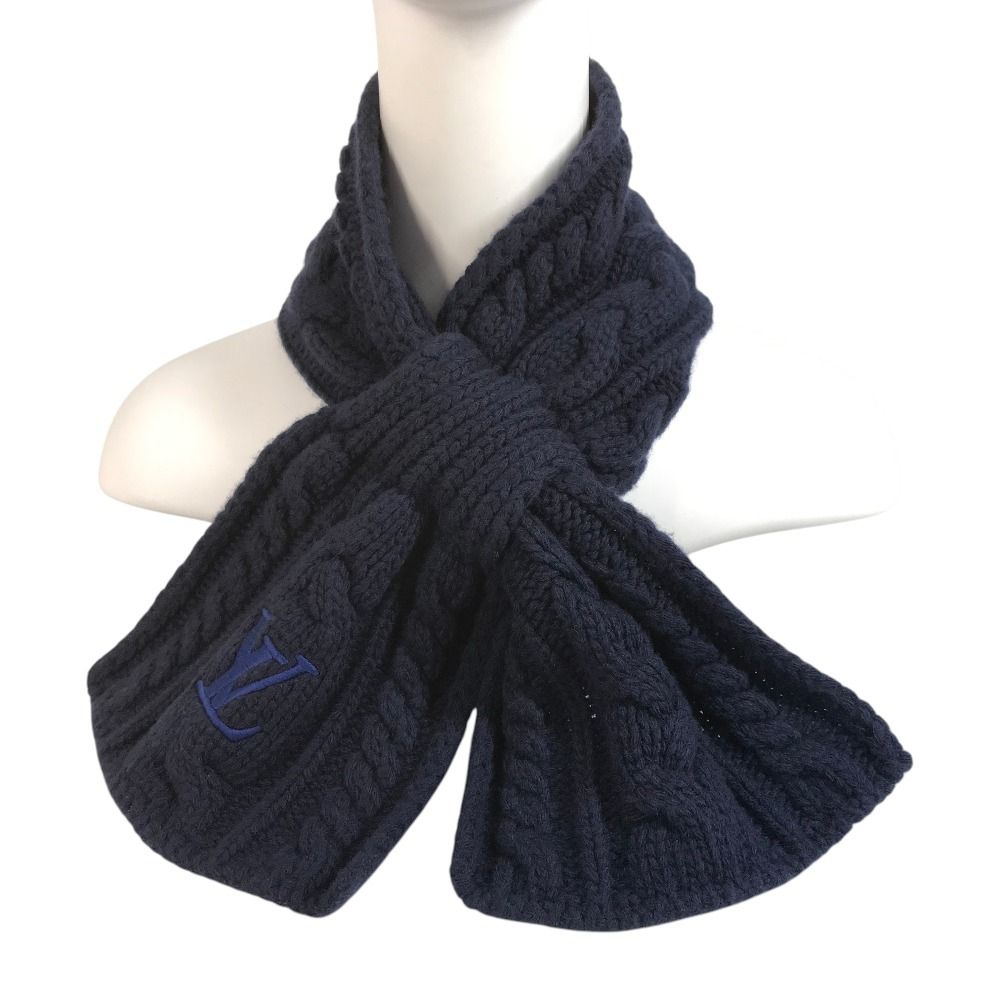Louis Vuitton Scarf Only LV Mini Cable Wool Navy — view 6