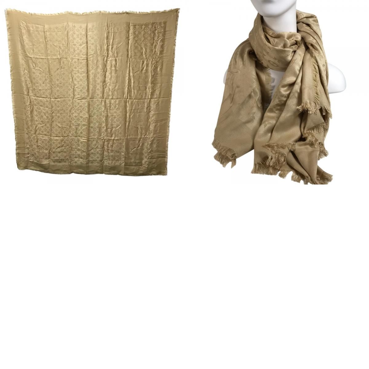 Louis Vuitton Shawl Large Wool Beige Scarf — view 9