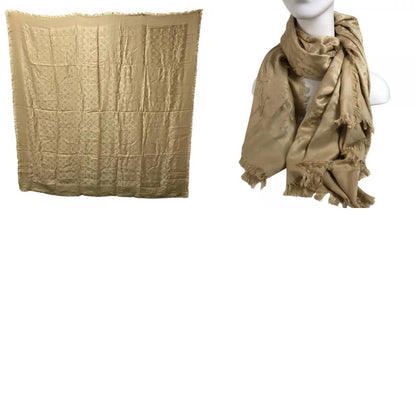 Louis Vuitton Shawl Large Wool Beige Scarf — view 9