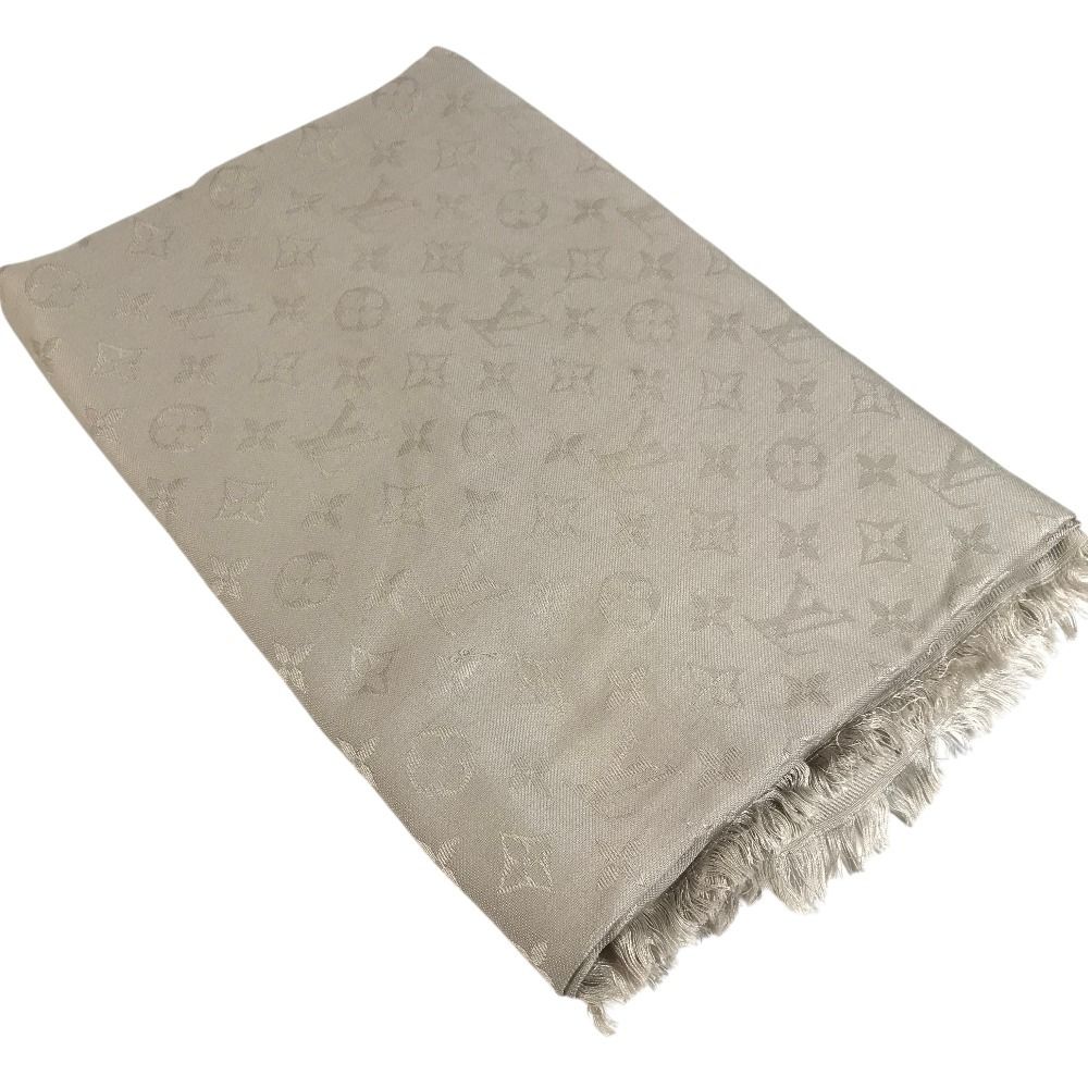 Louis Vuitton Shawl Monogram Large Wool Beige Scarf