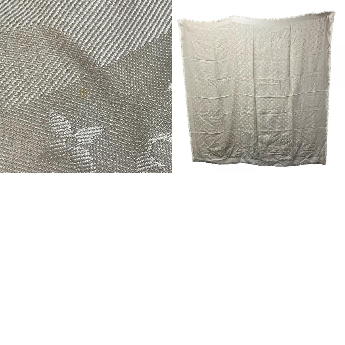 Louis Vuitton Shawl Monogram Large Wool Beige Scarf — view 9